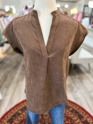 DOORBUSTER: Chocolate Soft Matte Drop Shoulder Blouse