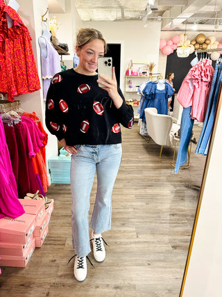 Red & Black Sparkle Football Game Day Sweatshirt