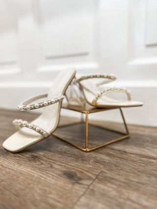 Mae Pearl Detail Strappy Clear Heels