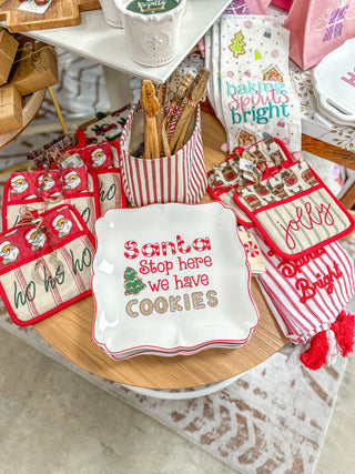 Santa Cookies Square Platter White/Red/Green