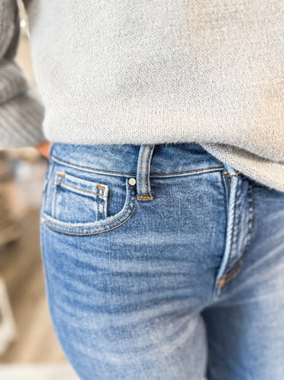 Megan Medium Wash High Rise Crop Straight Jeans