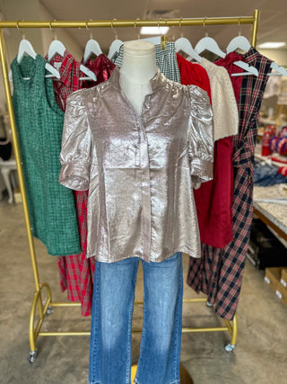 Champagne Metallic Statement Blouse
