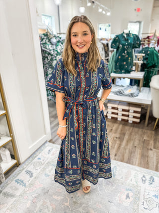 Navy Rowan Petal Path Midi Dress