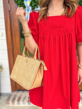 Red Dream Girl Smocked Mini Dress