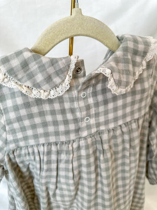 Mini Green Gingham Peter Pan Collar Dress & Diaper Cover
