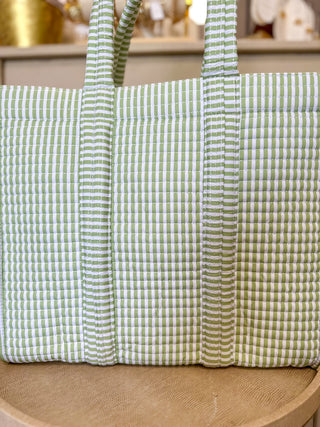 TRVL Pimlico Stripe Sage Quilted Go Go Tote