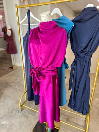 Plum A Night to Remember Tie Waist Midi Dress