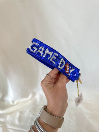 Blue/White Game Day Sequin Key Chain