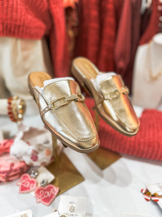 Eleanor Gold Fancy Pants Mules