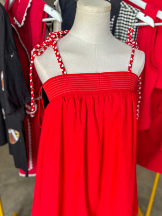 Red Winning Season Tie Shoulder Mini Dress