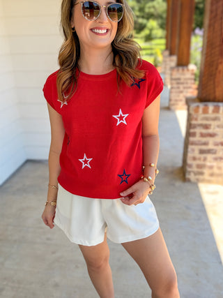 The Red Star-Spangled Sweetheart Knit Sweater Top