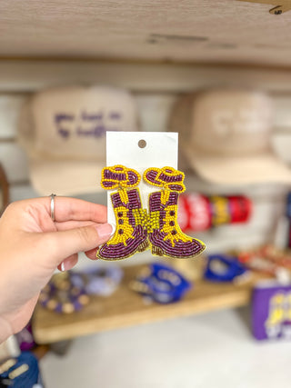Purple & Gold Boot Scootin' Earrings