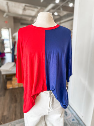 Red/Navy Tailgating Chill Oversized Top