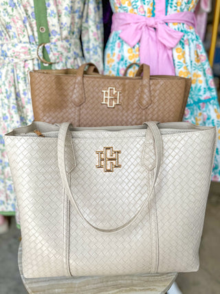Woven Tan Heath Tote Bag | Caroline Hill