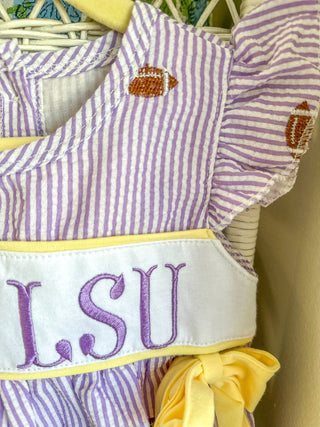 Purple Stripe I Love LSU Shorts Set