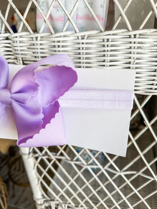 Lavender Classic Scalloped Headband Bow
