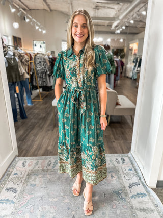 Green Harvest Honey Midi Dress