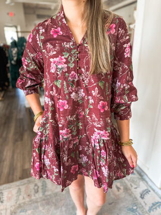 Burgundy Fall Fling Mini Dress