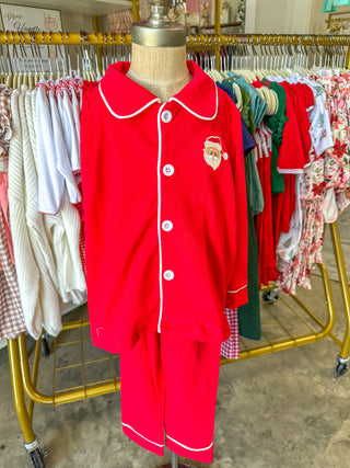 Christmas Red Boys Embroidered Pajamas
