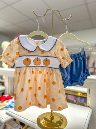 Khaki Pumpkin Trio Embroidery Bloomer SET