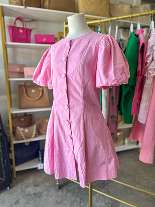 The Lovely in Pink Button Mini Dress