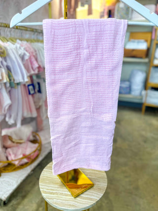 Pink Waffle Weave Blanket
