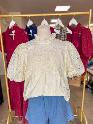 Cream Vintage Eyelet Top
