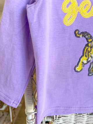 Purple LSU Geaux Tiger Sequin Top