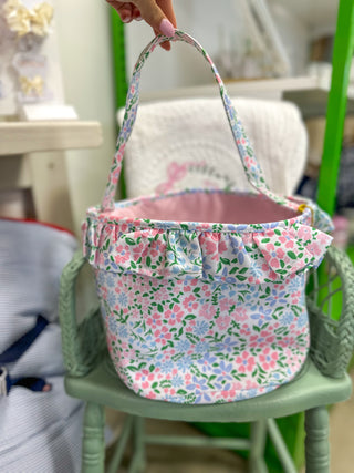 Flower Print Tote Basket