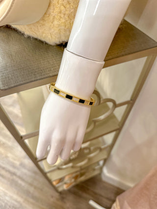 Golden Tapestry Bracelet W/ Black Stones