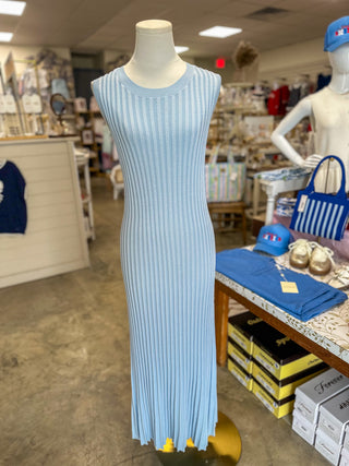 Blue All My Love Ribbed Midi Dress