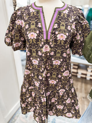 Black Poppy Picinic Floral Mini Dress