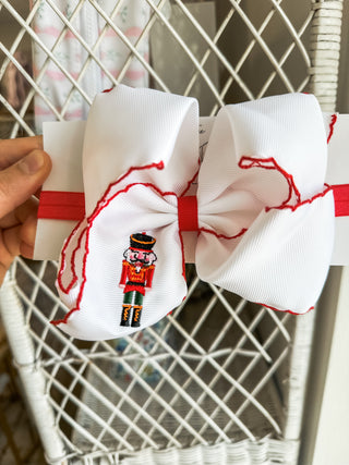 Nutcracker Embroidered Moonstitch Headband Bow