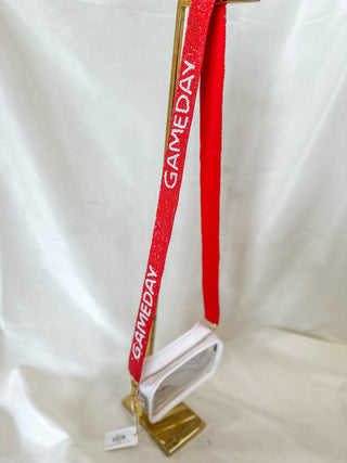 Red & White Gameday Crystal Bag Strap