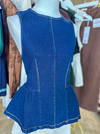 Denim Tailored & Timeless Peplum Top