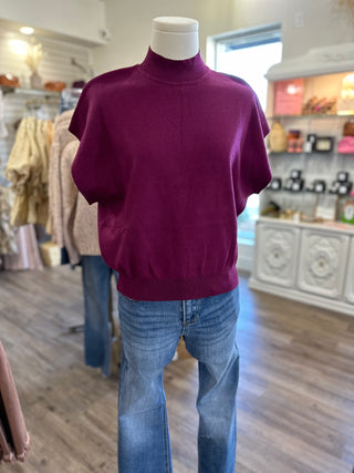 Plum That Girl Knit Mock Neck Top