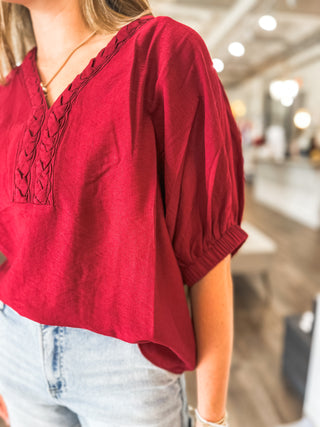 Ruby Ruche Braided Garnet Top