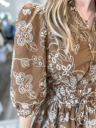 Brown Blossom Belle Mini Dress