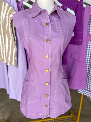 Lavender Lily Contrast Sitch Utility Mini Dress