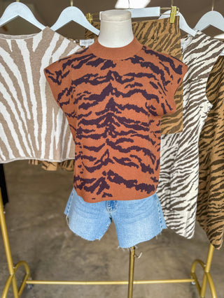 Camel Fierce & Fabulous Tiger Stripe Sweater