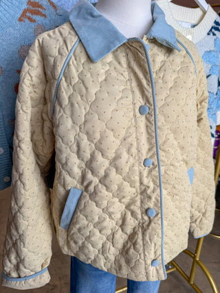 The Sweet Spot Ivory & Blue Quilted Jacket