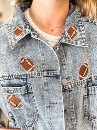 Friday Night Lights Football Embroidered Denim Jacket - Rareraw