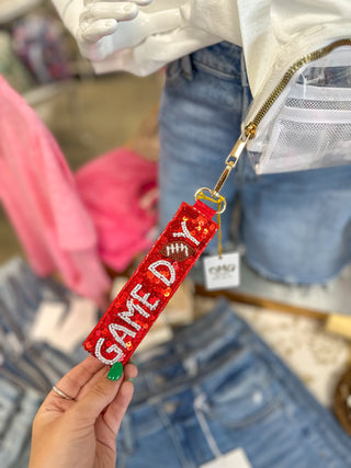 Red/White Game Day Sequin Key Chain