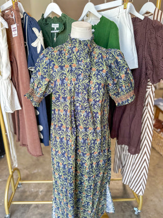 Navy Evening In Bloom Maxi Dress