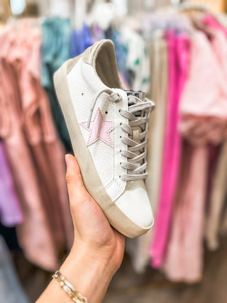 Sofia White Sneakers with Light Pink Star