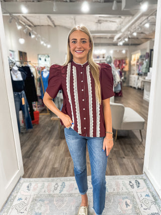 Burgundy Lace & Grace Top
