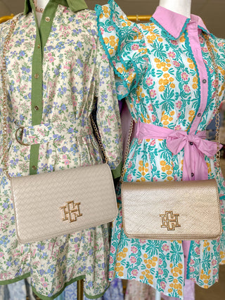 Woven Gold Bryn Clutch/Crossbody | Caroline Hill
