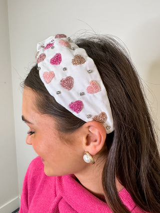 White Major Heart Eyes Valentines Headband