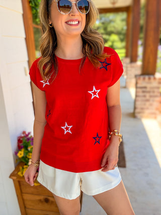 The Red Star-Spangled Sweetheart Knit Sweater Top