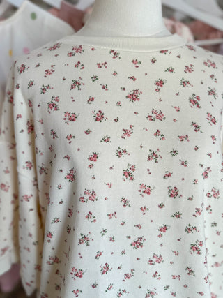 Ivory Floral Forevermore Crew Neck & Shorts Set